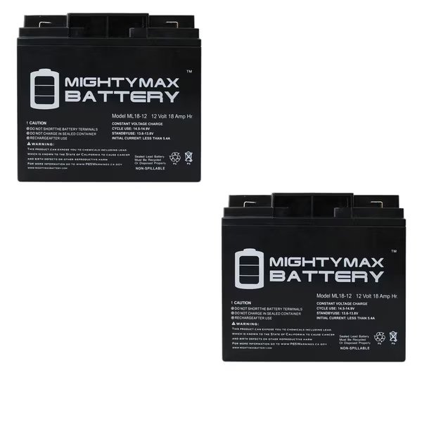 12V 18AH F2 Replacement Battery for DURA12-18F2 - 2 Pack, Mighty Max Battery, Mfr#: ML18-12F2MP2126